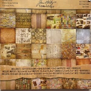 Tim Holtz Idea-ology Destinations Paper Stash 12” X 12” 34 Pages